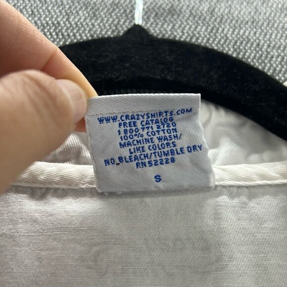 Vintage Crazy Shirtz Maui Hawaiian White Long Sleeve Pockets Shirt S Made In USA - Picture 6 of 15